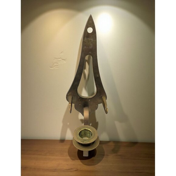 vintage solid brass wall mount candle sconce - Picture 3 of 9